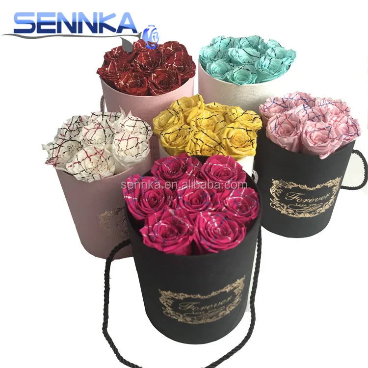 Домашнее украшение, стабилизированные неувядающие долговечные консервированные розы, круглая подарочная коробка с цветами