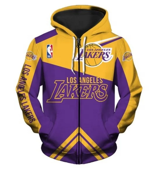 European and American  sports casual jacket 3D digital printing Los Angeles Basketball Zip Up Jacket
