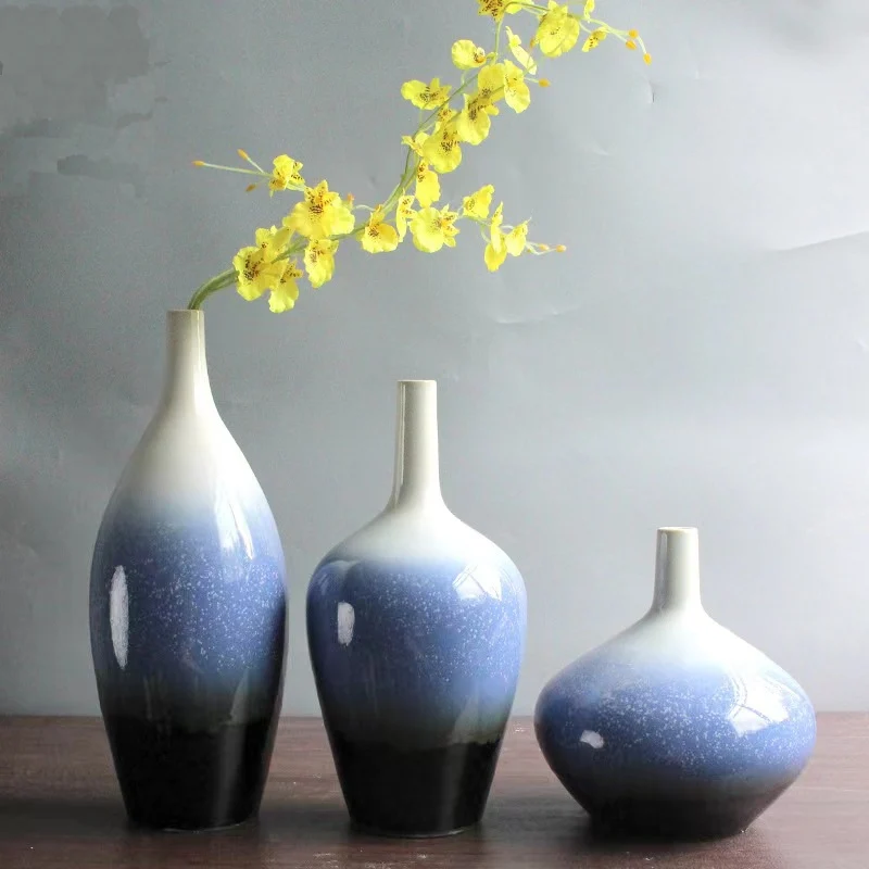 American style low price blue and white and black handmade pretty high quality ceramic jar