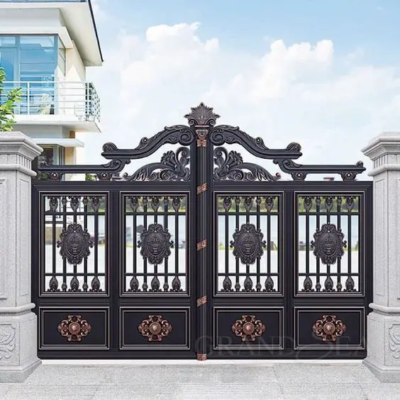 European style cast Villa doors electric garden aluminium courtyard automatic system sliding driveway gate