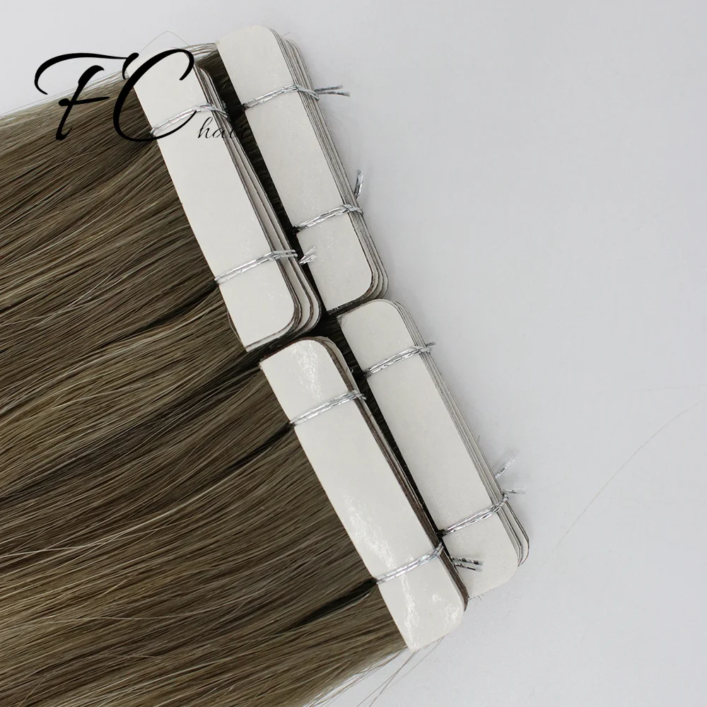 FangCun Injection Human Hair Extensions Hand Tied Tape In Natural Hair Extension Invisible Adhesives PU Skin Weft Remy Hair