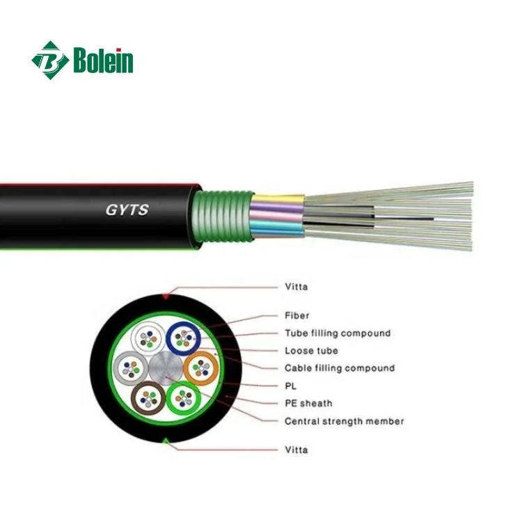 GYTS-12B1 Layer Twisted Armored 12 Core Single Mode Outdoor Pipe Duct Fiber Optical Cable