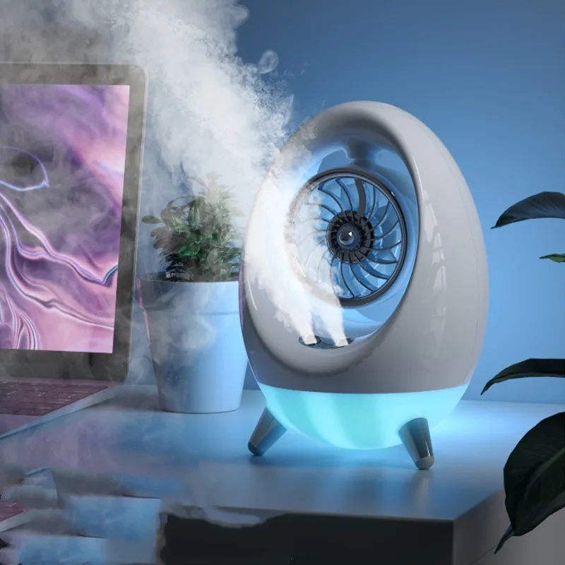 Mini water-cooled air conditioner fan Home outdoor portable small chiller usb charging double spray fan