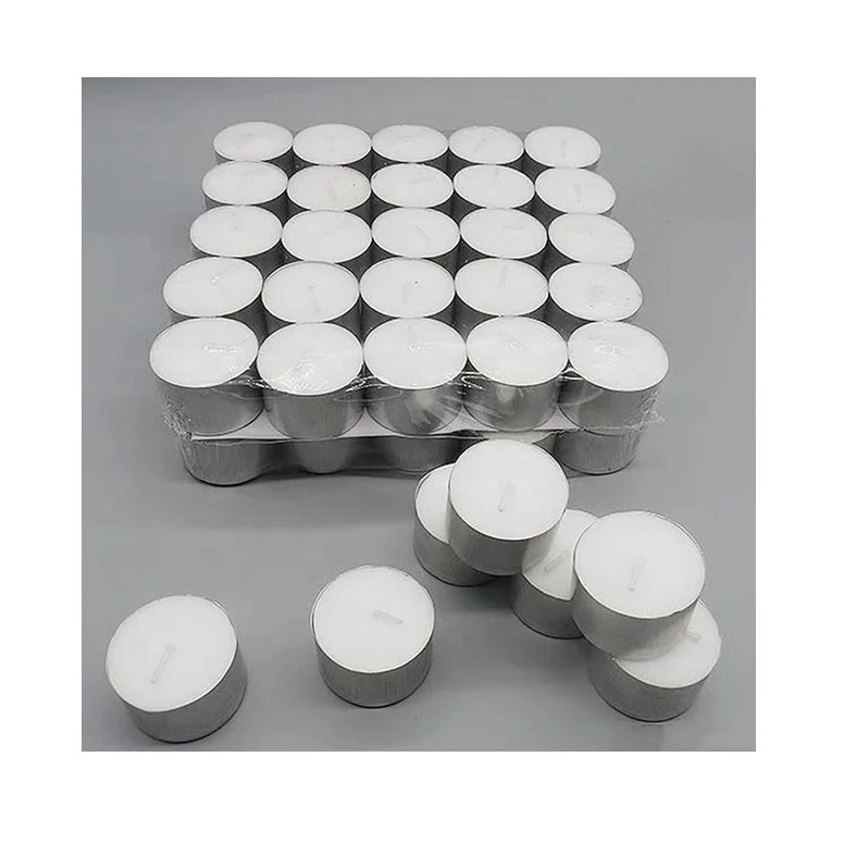 OEM Wholesale Hot Sale Superior Quality 50pcs Smokeless 100% Pure Paraffin Wax Small 8 Hours Tea Light Candles