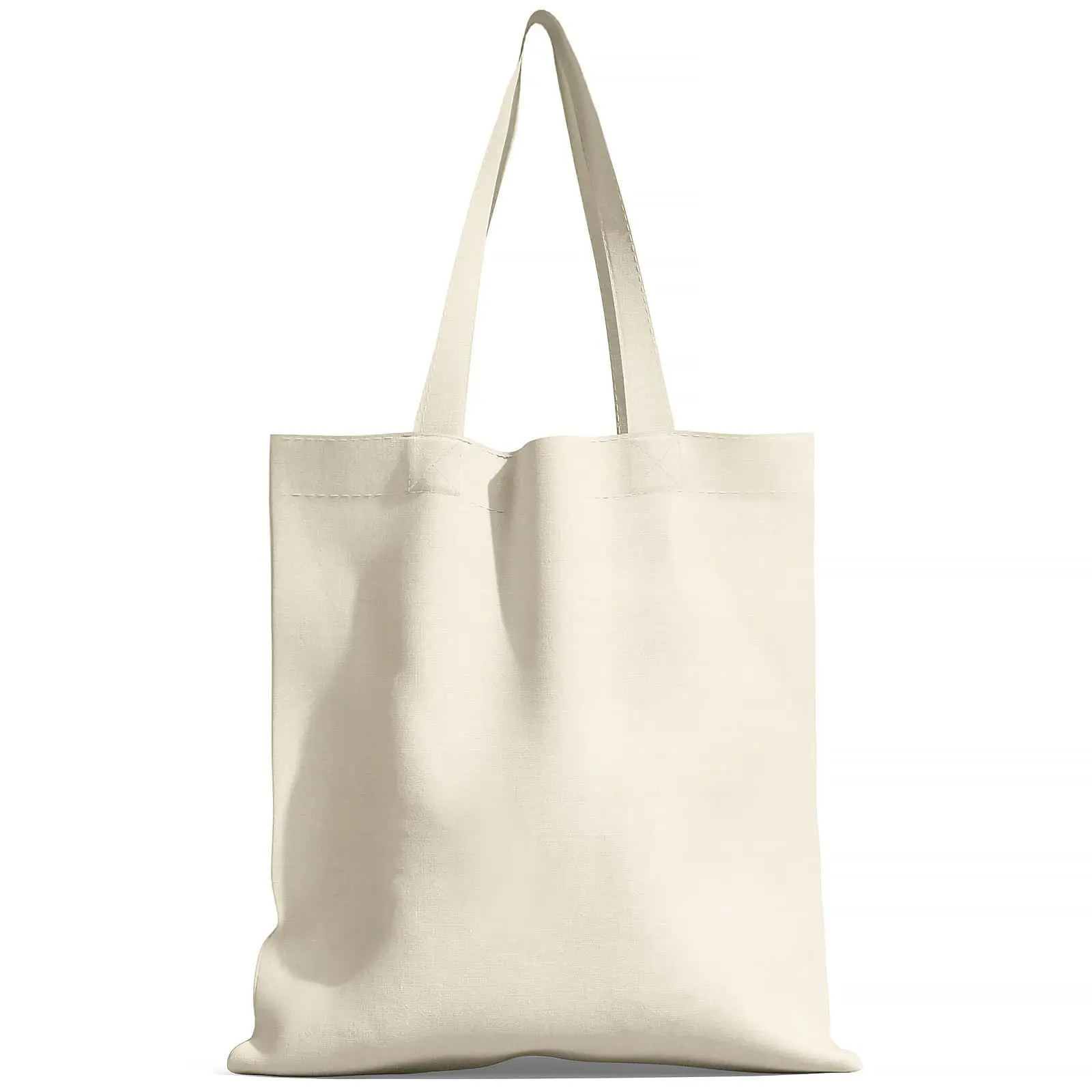 Solid Color Canvas Handbag Tote Bag Large Capacity Long Shoulder Strap Short Handles Heavy-Duty Washable Bag