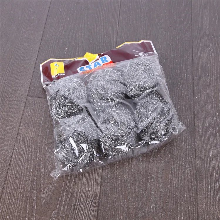6 pcs Stainless Steel Scourer Kitchen Wire Washing Balls Scrubbing Sponges