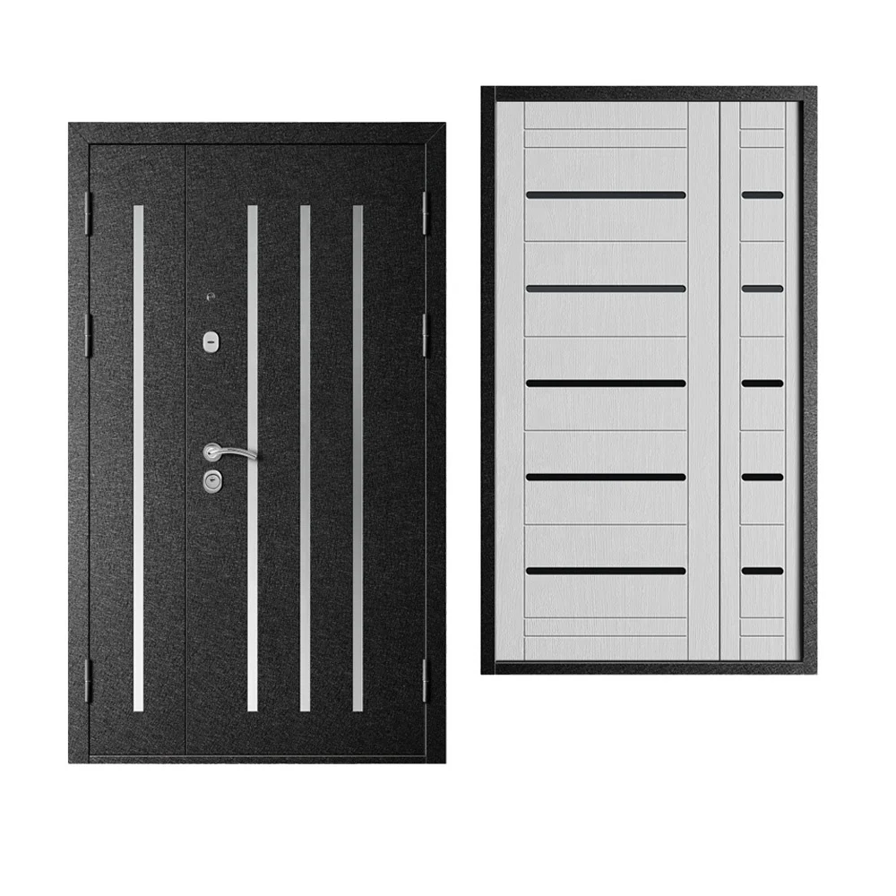 Turkey Styles Steel Security Doors Sound Proof Front Entry Door Nice MDF Panel Russian Metal Door with PVC Film