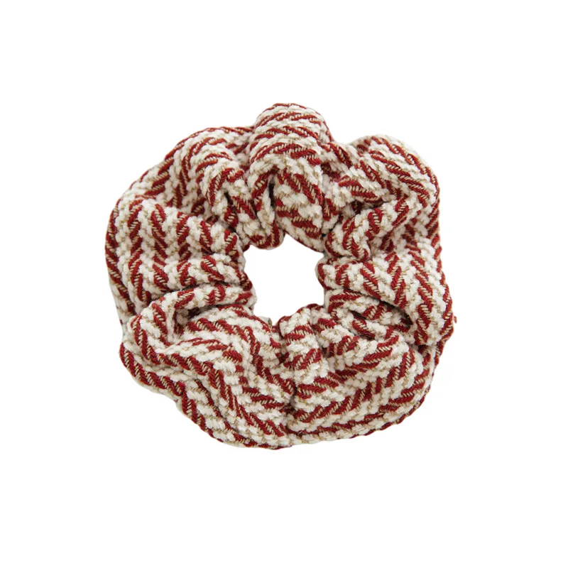 CLARMER Autumn and winter new design mix color stripe women hair accessory handmade custom fabric cover elastic hair scrunchies