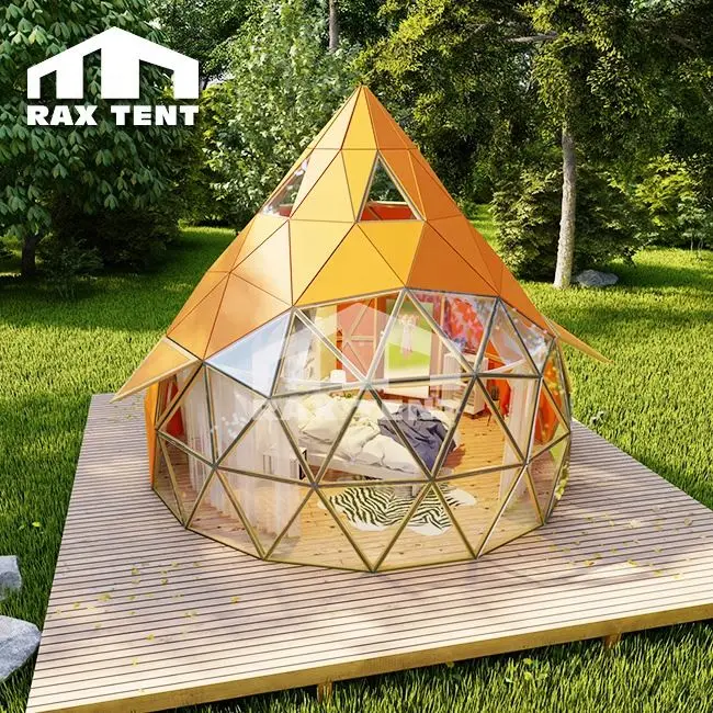Luxury Geodesic Dome Tent for Glamping and Family Resort with Tempered Glass Bay Window