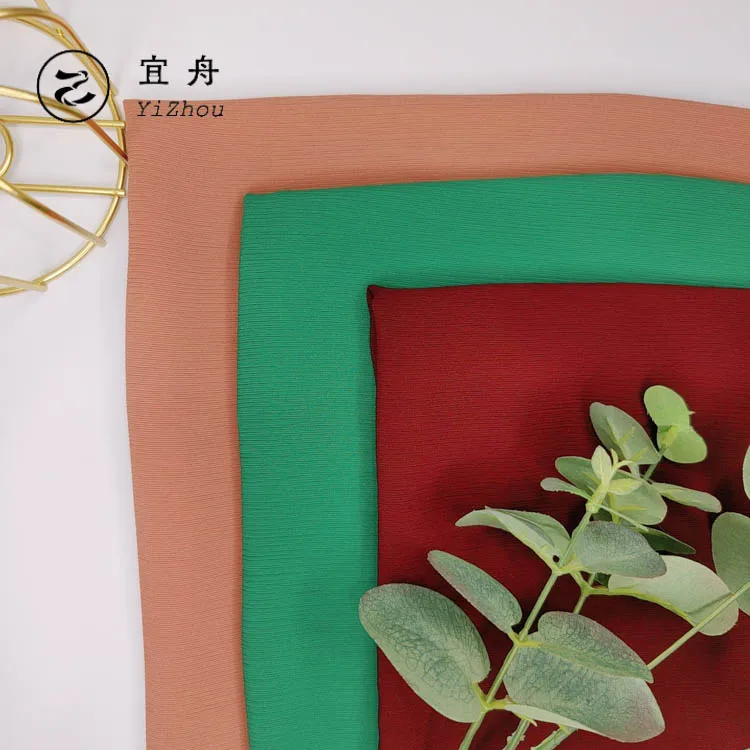 Crinkle Chiffon fabric 100D 115gsm 100% polyester fashion fabric for women dress shirts daily wear 41 colors crinkled chiffon