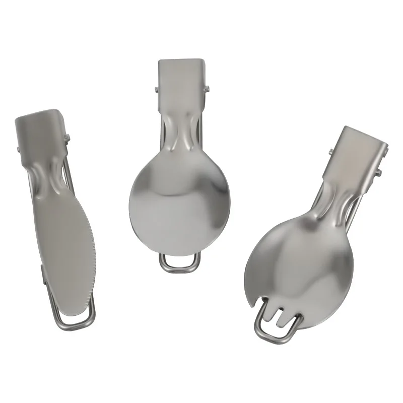 Foldable Portable Food Grade 304 Stainless Steel Folding Cutlery Set with Spoon Fork Knife Dinner Flatware