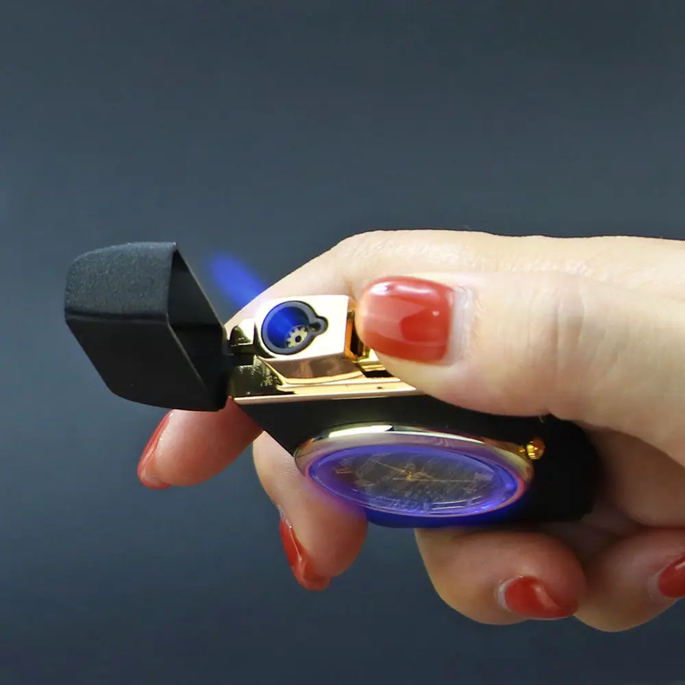 Fashion Watch Lighters Cigarette Custom Wholesale Windproof Clock Men Metal Cigar Lighter With Watch