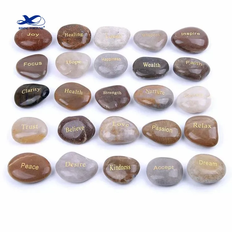 Engraved black letter pebbles Natural River Stones