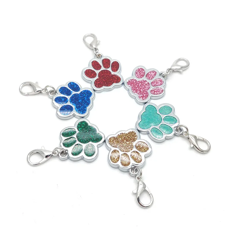 Custom Steel Dog Tag Pendant with Cute Glitter Paw Folk Art Carved Animal Design for Holiday Decoration & Gifts