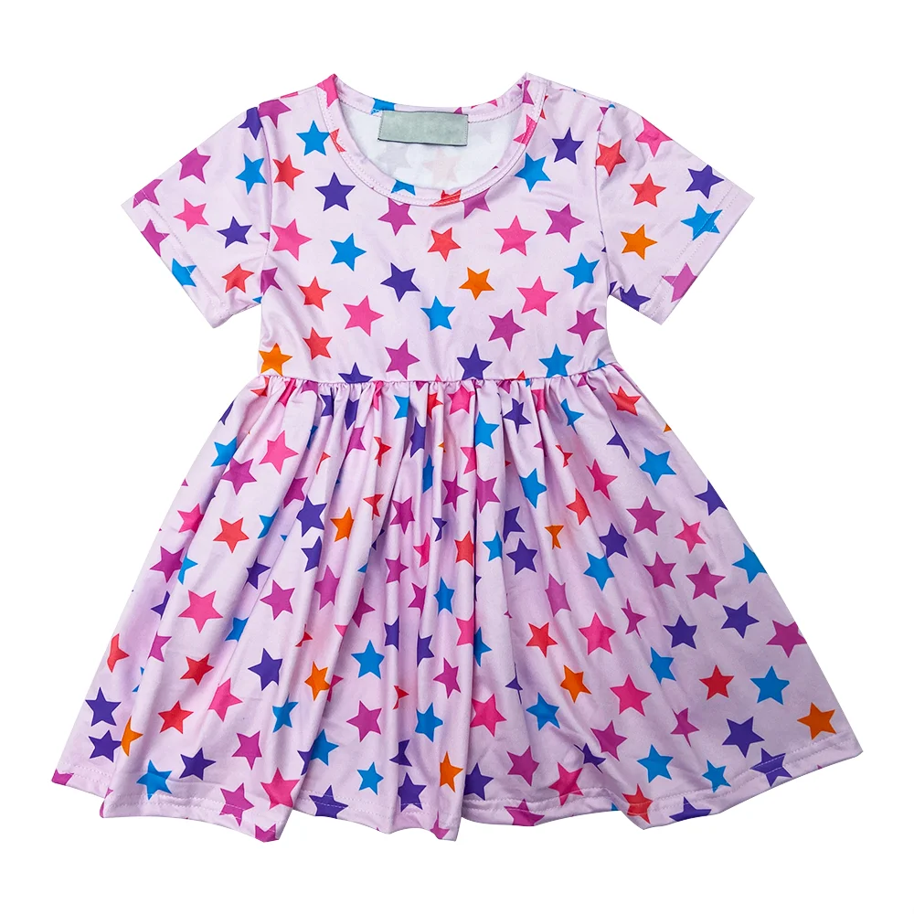 Qingli OEM Baby Girl Polka Dot Dress Short Sleeve Baby Girl Casual Dress Designs Cheap Dress Child Casual
