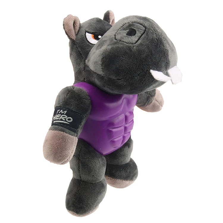 factory direct supply TPR armor hippo dog soft toy plush squeaky plush dog toy juguetes para perros tpr dog toy
