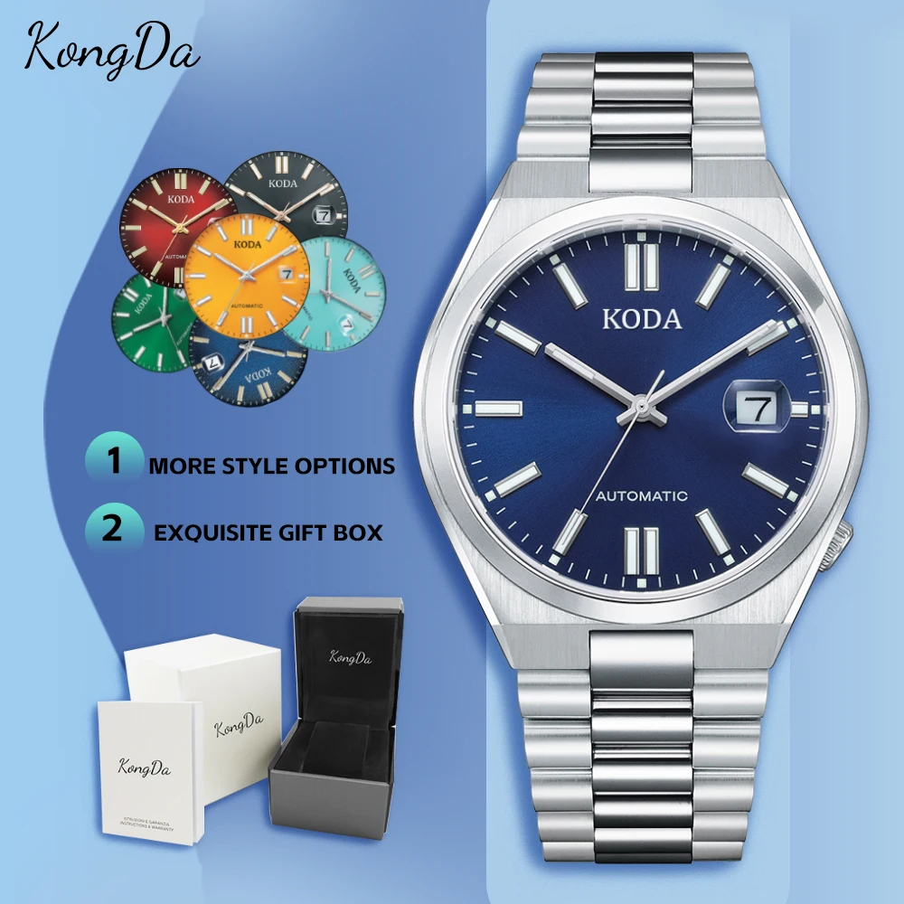 Tsuyosa Blue and Silver Watch 40mm Stainless Steel Automatic Movt Date with 24 Hour Power 5 bar Water Resistance Watch Automatic