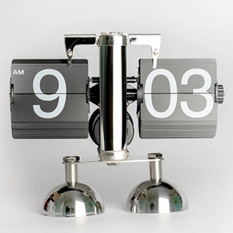 Balance Shaped Blue Light Metal Auto Flip Down Clock Desktop Decorative Clock With Single Holder Retro Flip Clock
