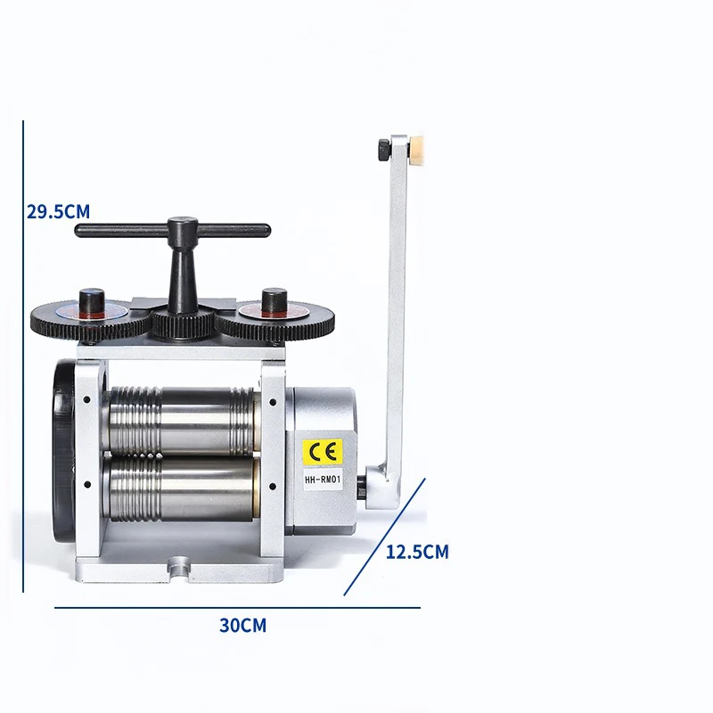 EU style hand cranked tablet press, wide edition gold, silver, copper jewelry round pressing die machine, high-quality ful