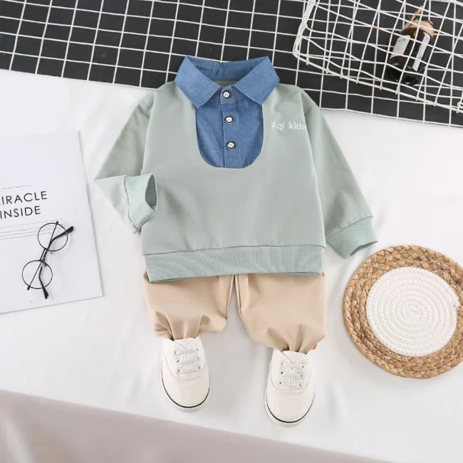 
GLM8683 Children 2021 Spring Kids Clothes Baby Boys Outfits Set T-shirt + Pants Clothing Toddler Boy Boutique Outfits 