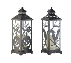 Wholesale Metal And Glass Planter For Indoor And Outdoor Candle Glass Candle Holder Halloween Metal Lantern