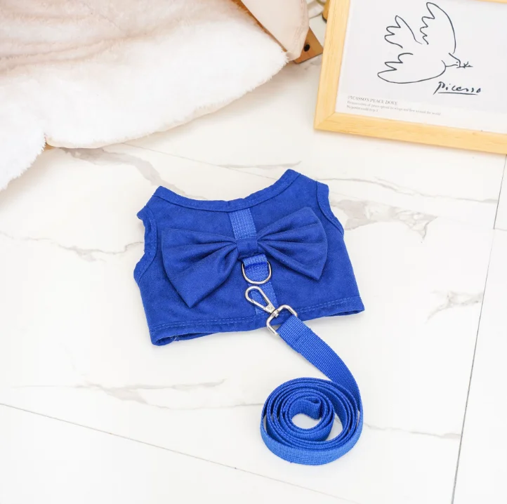 Bulk Purchase Pet Clothing Set Cat Vest Puppy Clothes with Suede Bow and Rope Chic Ensemble for Small Pets