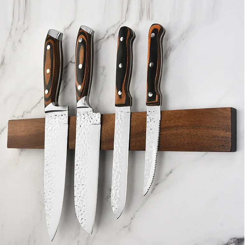 15.8 inch Powerful Solid Wood Magnet Knife Hanger Strip Magnetic Knife Holder for Wall