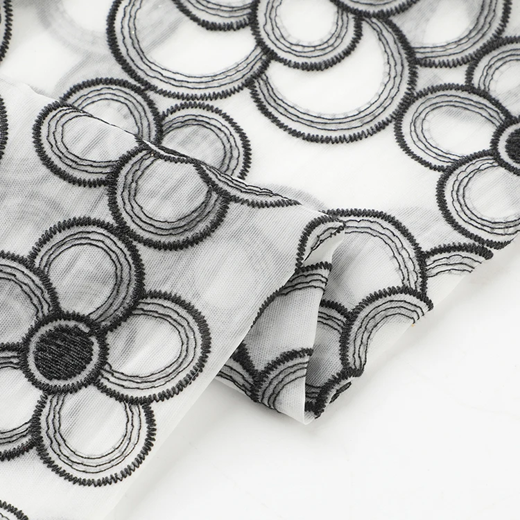 High quality simplicity floral design embroider woven 100% nylon fabric for garment