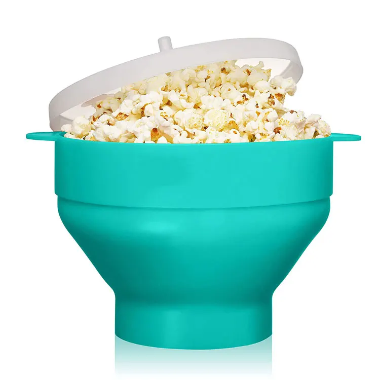 Household Foldable Dishwasher Safe Custom Logo Bpa Free Collapsible Microwave Silicone Popcorn  Bowl Popcorn Popper