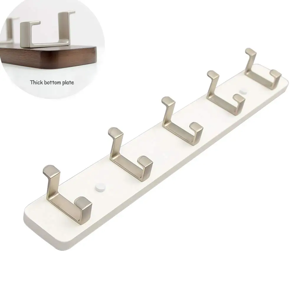 Bamboo 5 Hooks Wall Mounted Coat Rack Brown