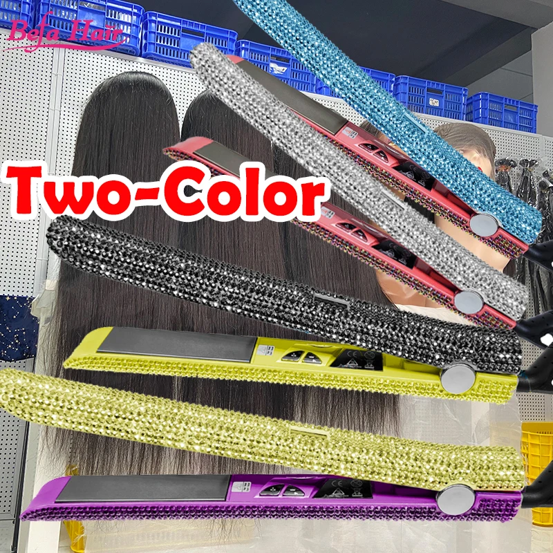 Flat Irons Wholesale Private Label Customize Tourmaline Ceramic Coat Flat Iron Bling Crystal Diamond Hair Straightener