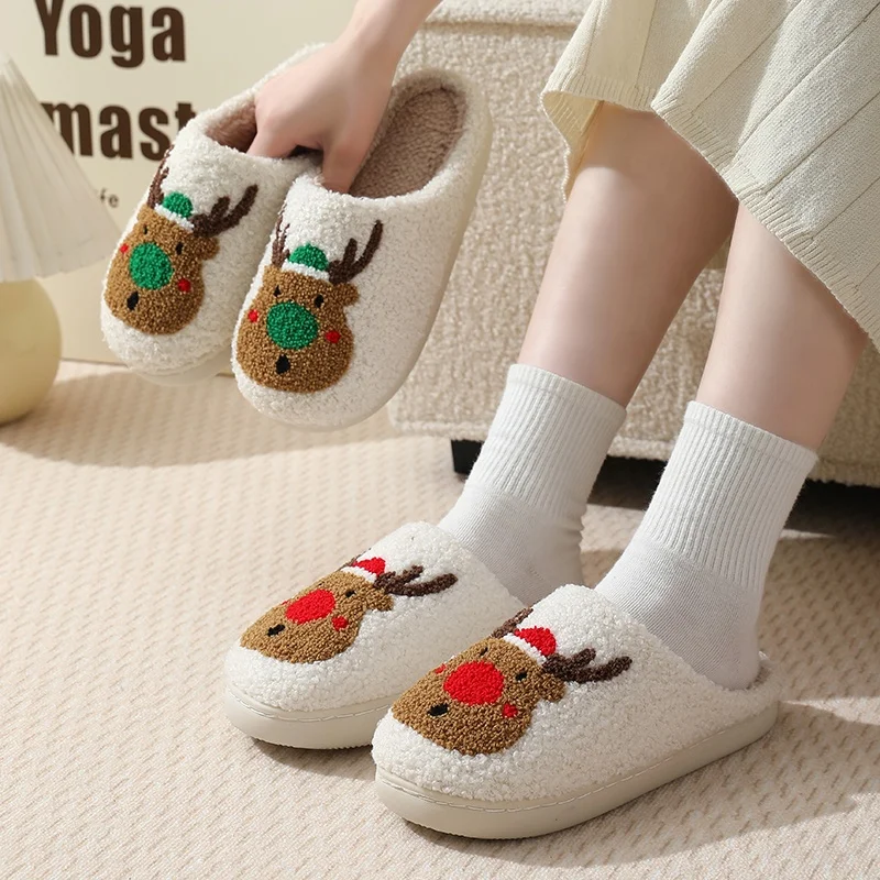 Wholesale OEM Ladies Non Slip Cross Fuzzy Plush Slipper Soft Quilted Sole Cross Faux Fur Floor women winter slides slppers