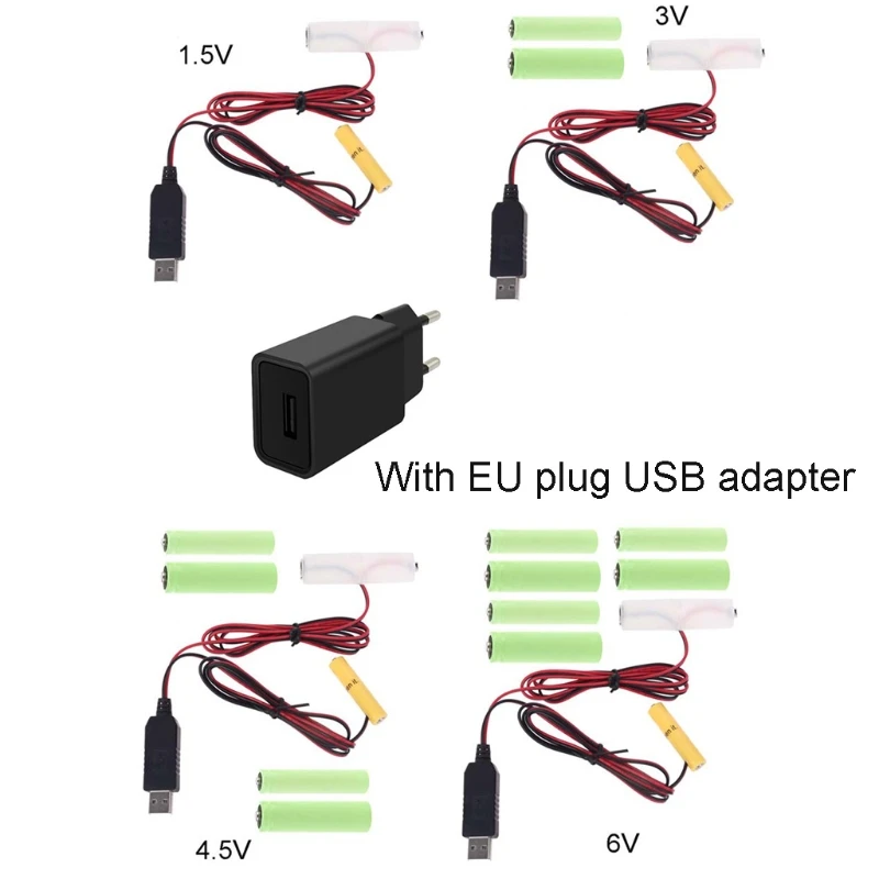  Адаптер питания 2 в 1 с европейской вилкой USB-преобразователь Устранитель аккумулятора AA + AAA сменный кабель для устранения неисправностей аккумуляторов