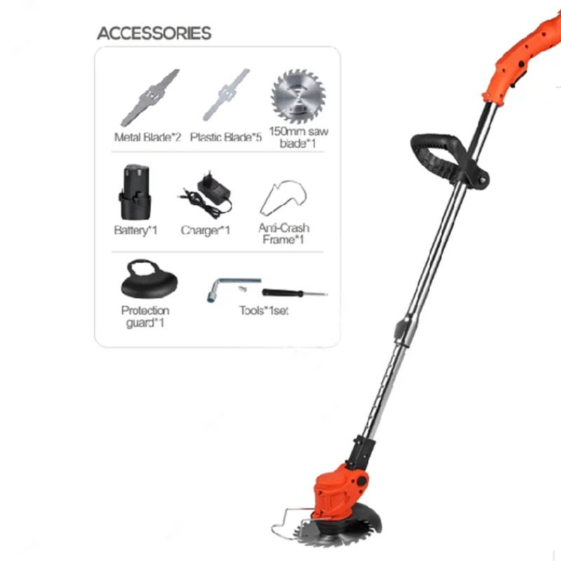 12V brush Electric Cordless Lithium portable electric lawn mower household weeding machine garden trimming tool lawn mower