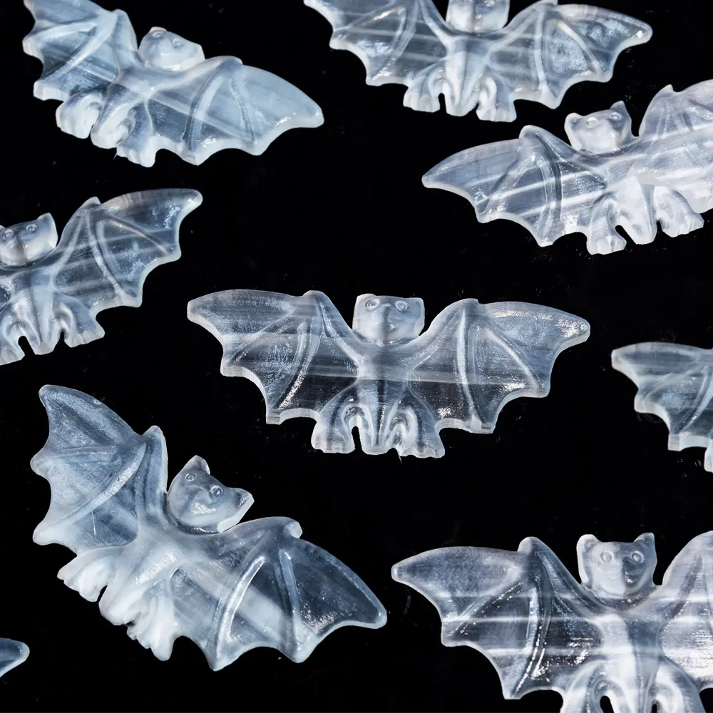 Wholesale natural high quality  folk crafts crystals healing stones selenite bat for home decoration