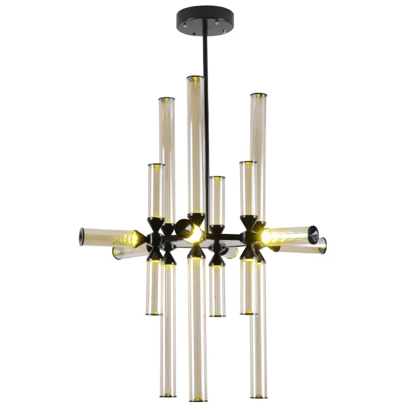 Apartment Cylinder Glass dining table lamp Lighting Fixture pendant light luxury chandeliers in modern style at low prices