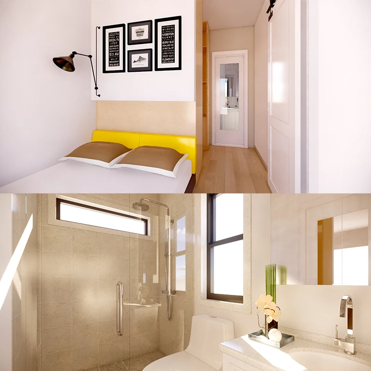 Quacent Prefabbricato крошечный сборный дом 3 спальни двухместная кабина современная быстрая установка дизайн