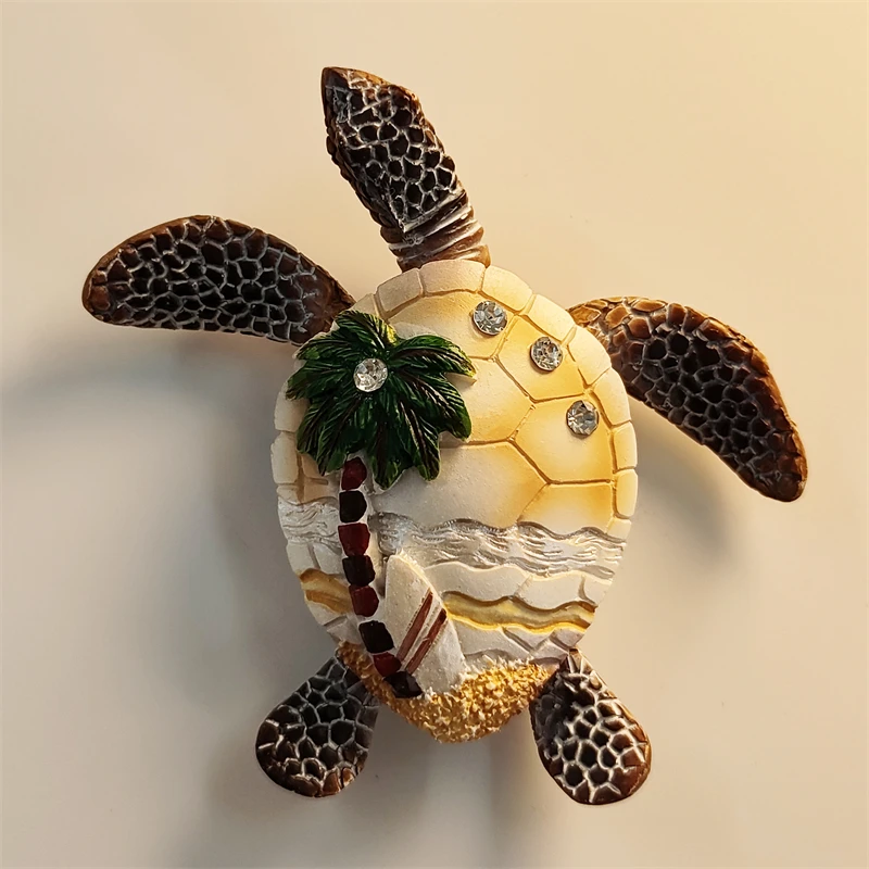 Creative Beach Coconut Tree Turtle Fridge Magnets Custom Logo Travel Souvenirs Home Decor 3D Dot Drill Turtle fridge Magnets