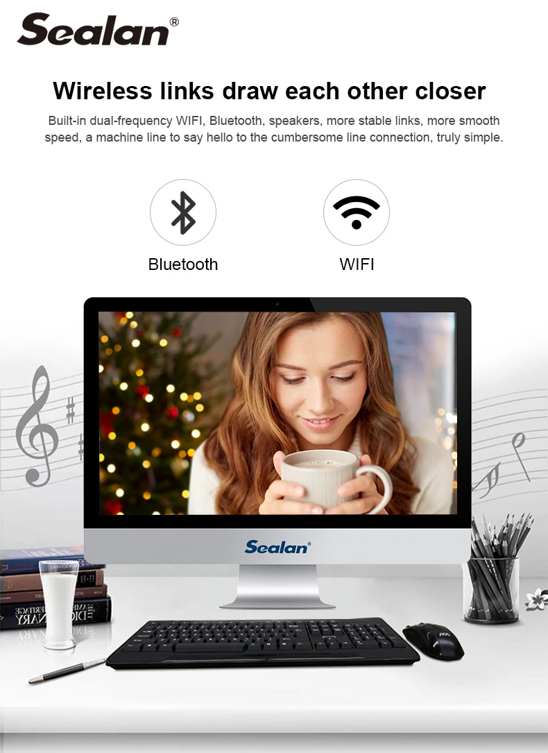 SEALAN aio computer P 23.8inch i5 3320 RAM 4G SSD 120G pc all in one build in speaker wifi mouse keyboard monoblock pc