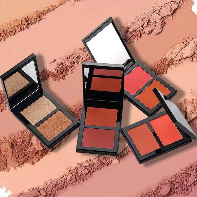 OEM 2-color Face Contour Long Lasting High Pigment Private Label Bronzer Contour Blush Palette