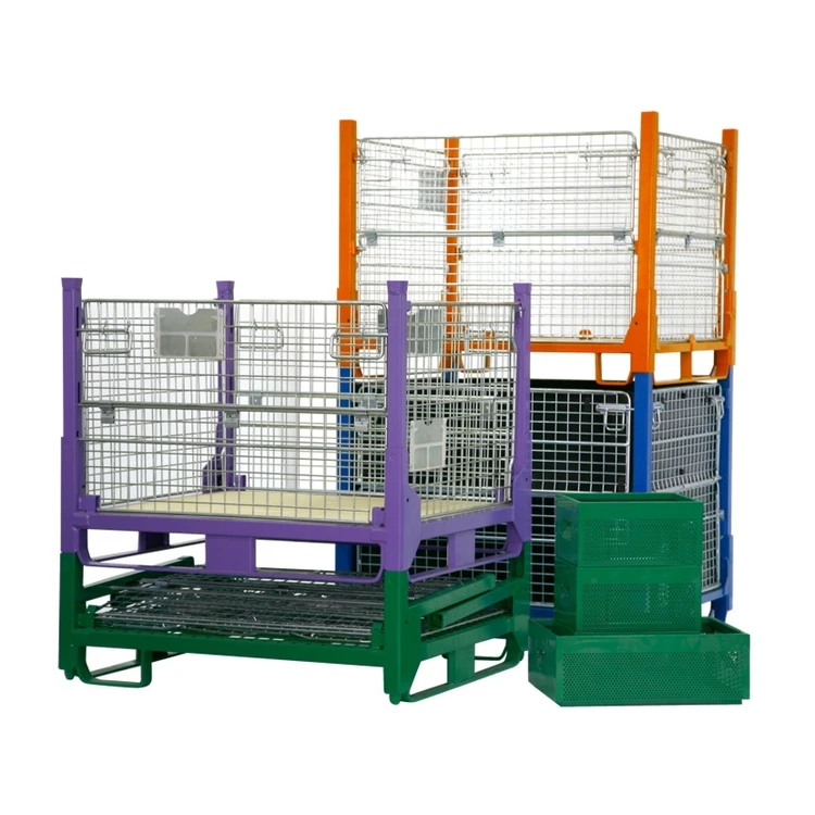 По индивидуальному заказу стекируемый Склад складной нержавеющей стали металлическая сетка железной проволоки ящик для логистический поддонов стеллаж клетка контейнер