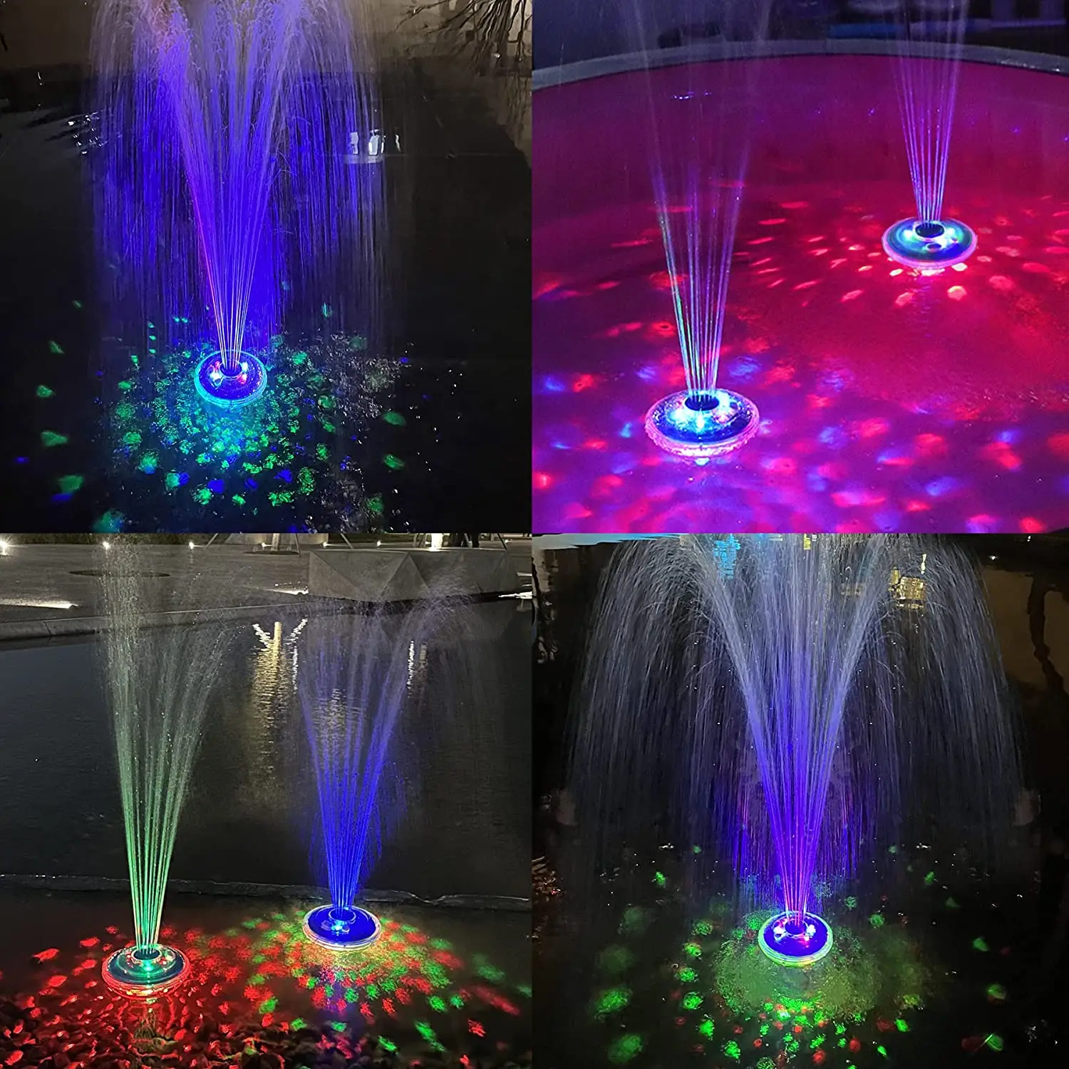 Colorful LED Pool Fountain Light Show used in Pool, Ponds, Spas and Hot Tubs