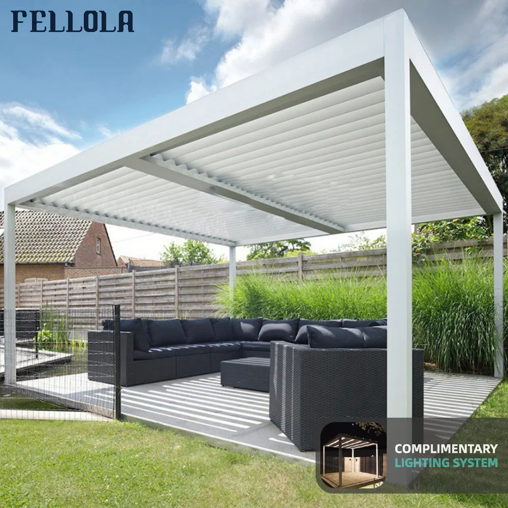 Fellola Quality Service Automatic Shading Outdoor Aluminum Gazebo Pergola