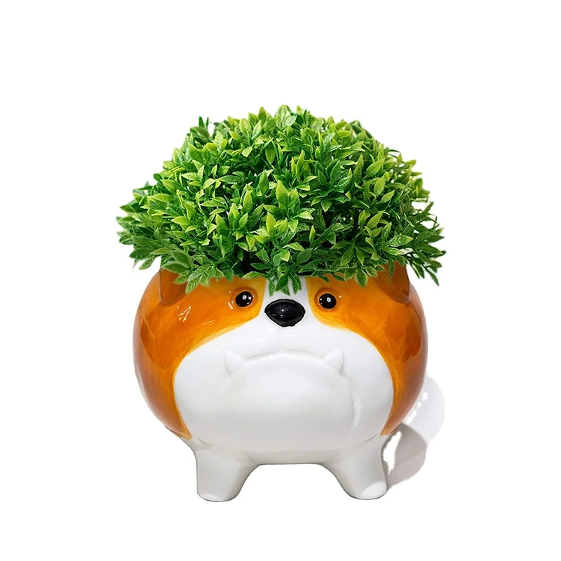 Animal Succulent Plant Pots, Buymax Mini Doggy Shape Succulent Planter Handmade Ceramic Plant Pot - Cute Dog Planter for Plants