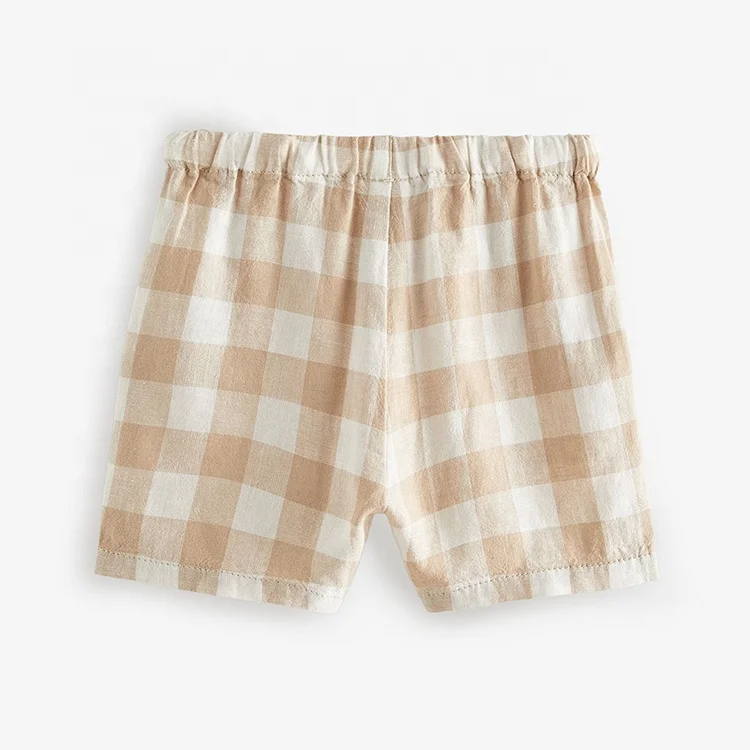 Latest Fashion Casual Checkers Summer Knitted Jogger Baby Toddler Shorts For Kids Shorts