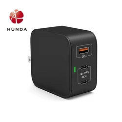 65 W Gan Charger Dual port power adaptor charging type-c Usb -c and Usb-A portable charger for travel for phone for computer