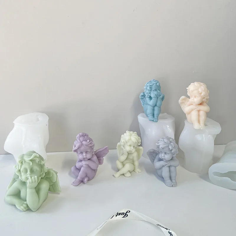 DIY Durable Epoxy Resin Silicone Angel Mold Cupid Candle Silicone Molds