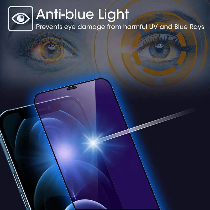 3 pack 9H Full coverage  Tempered Glass for iphone 13 pro max  Ag Anti Blue Light Screen protector