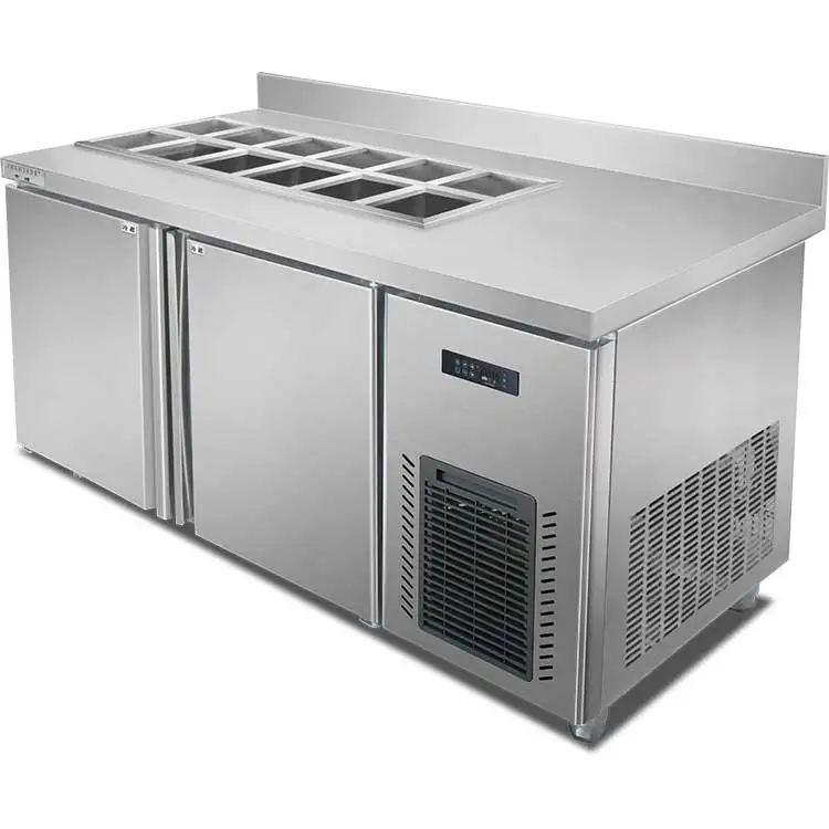 Горячая Распродажа коммерческая Рабочая скамья под прилавок Рабочий стол для морозильной камеры 2 твердых двери столешница закусок охладитель