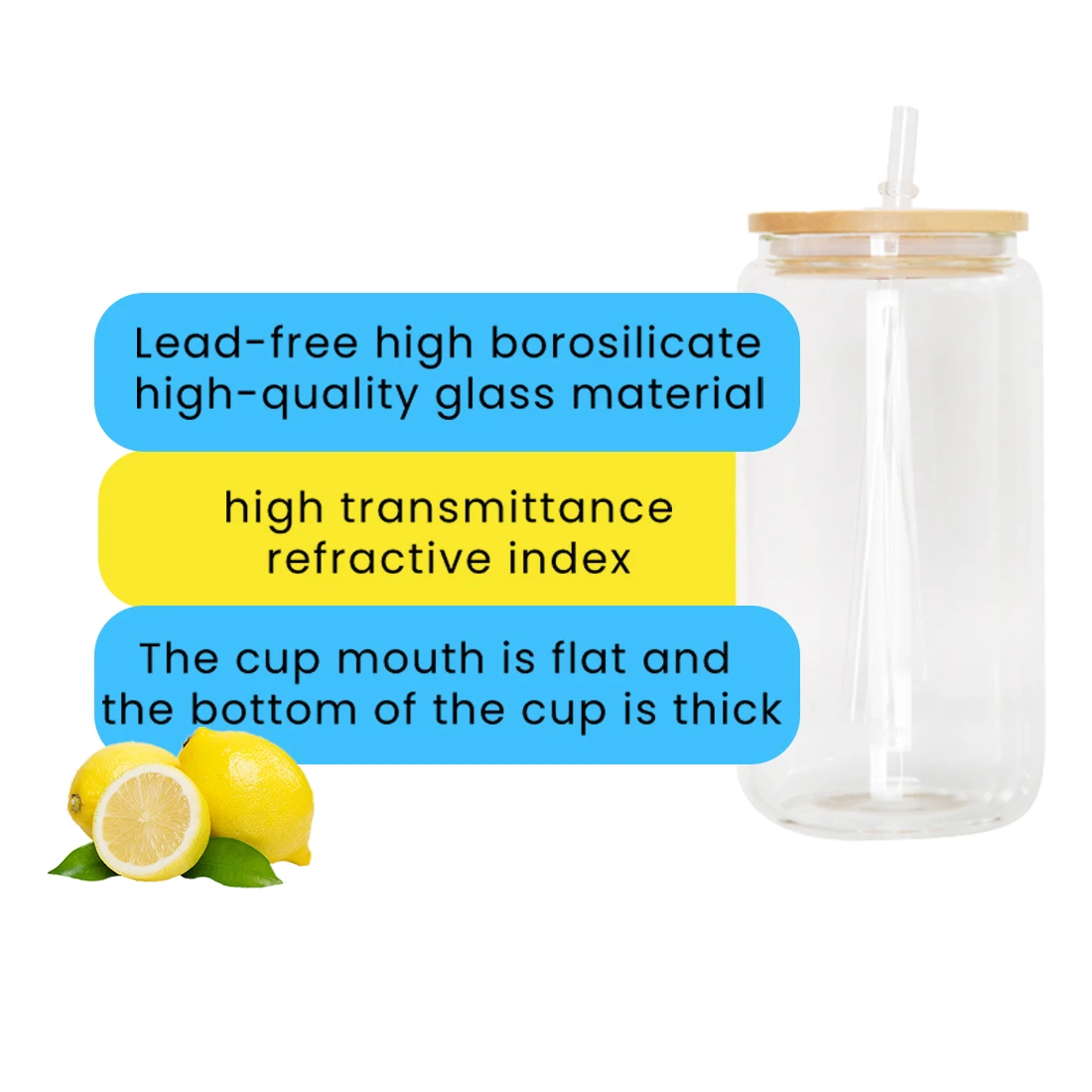 USA Warehouse stocked 12oz 16oz Clear Frosted Sublimation Blanks Glass Mason Jar Beer Can Glass Cup With Bamboo Lid And Straw
